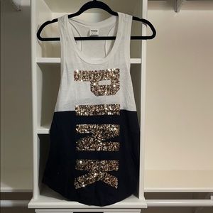 Pink color block tank